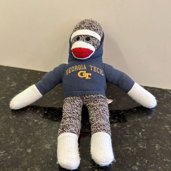 GEORGIA TECH YELLOW JACKETS 12” SOCK MONKEY W/ SCHOOL NAME, GT LOGO ON SHIRT* - Picture 1 of 8